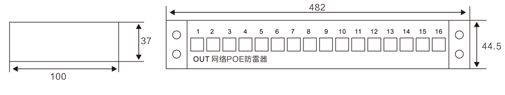 WB-RJ45/POE型以太网供电防雷器 尺寸图