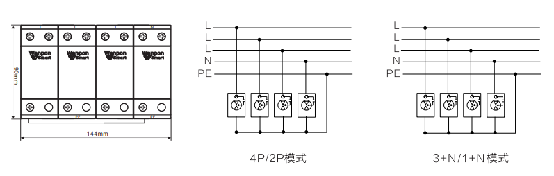 WB-A 系列 一级电源防雷器尺寸原理图